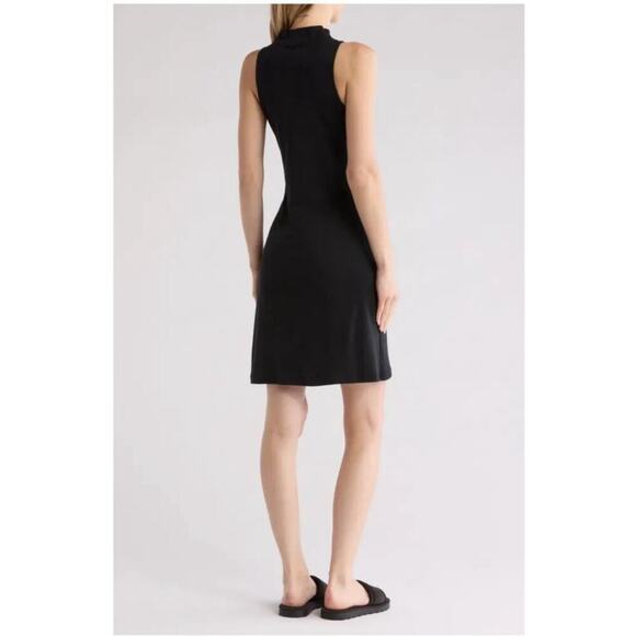 NWT $225 Vince Mock Neck Pima Cotton Shift Dress w/ Tie @ Waist, Sz L (LL-1125) - Picture 2 of 8